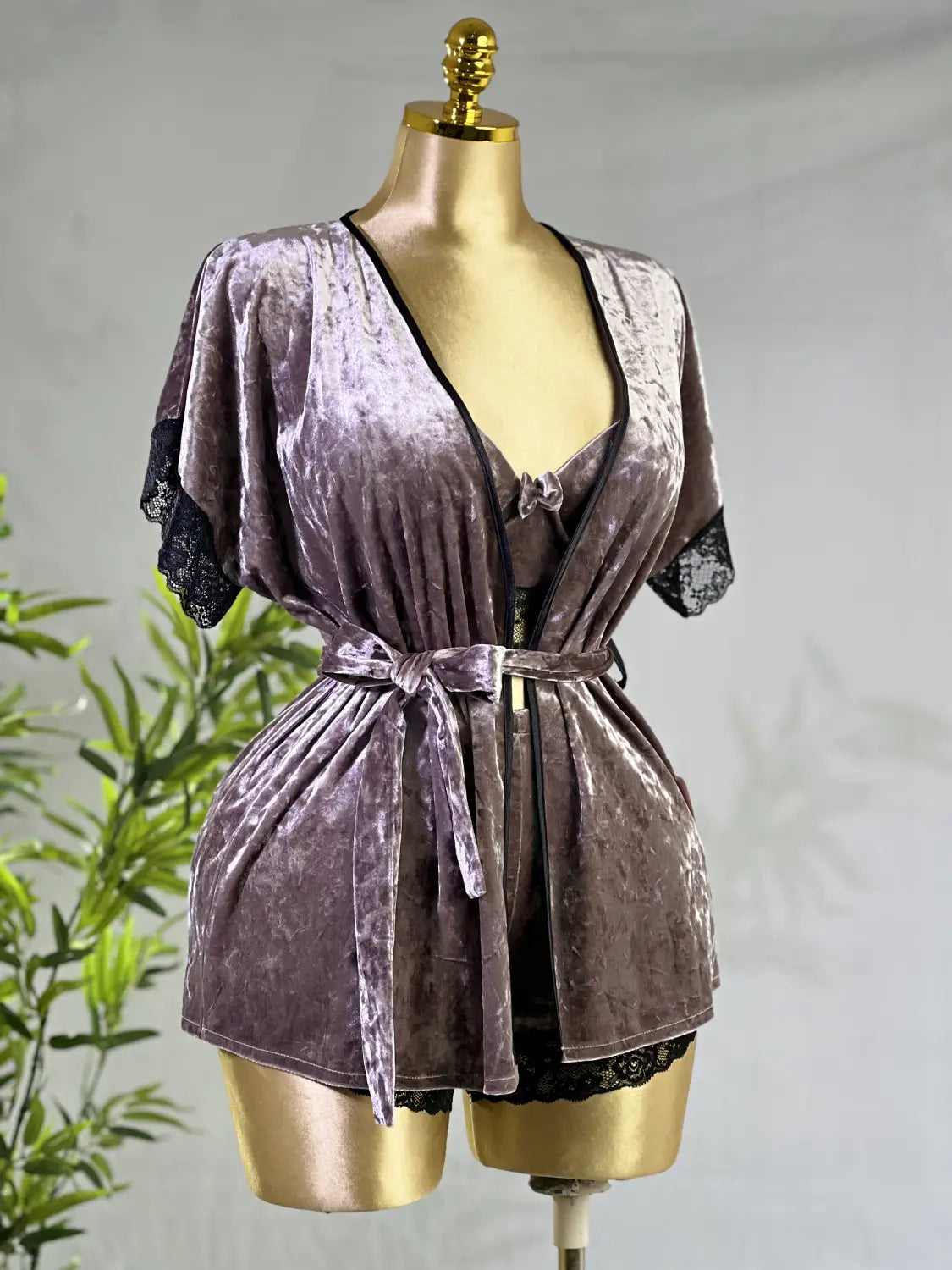 Velvet pajama set 3 pieces code 7114