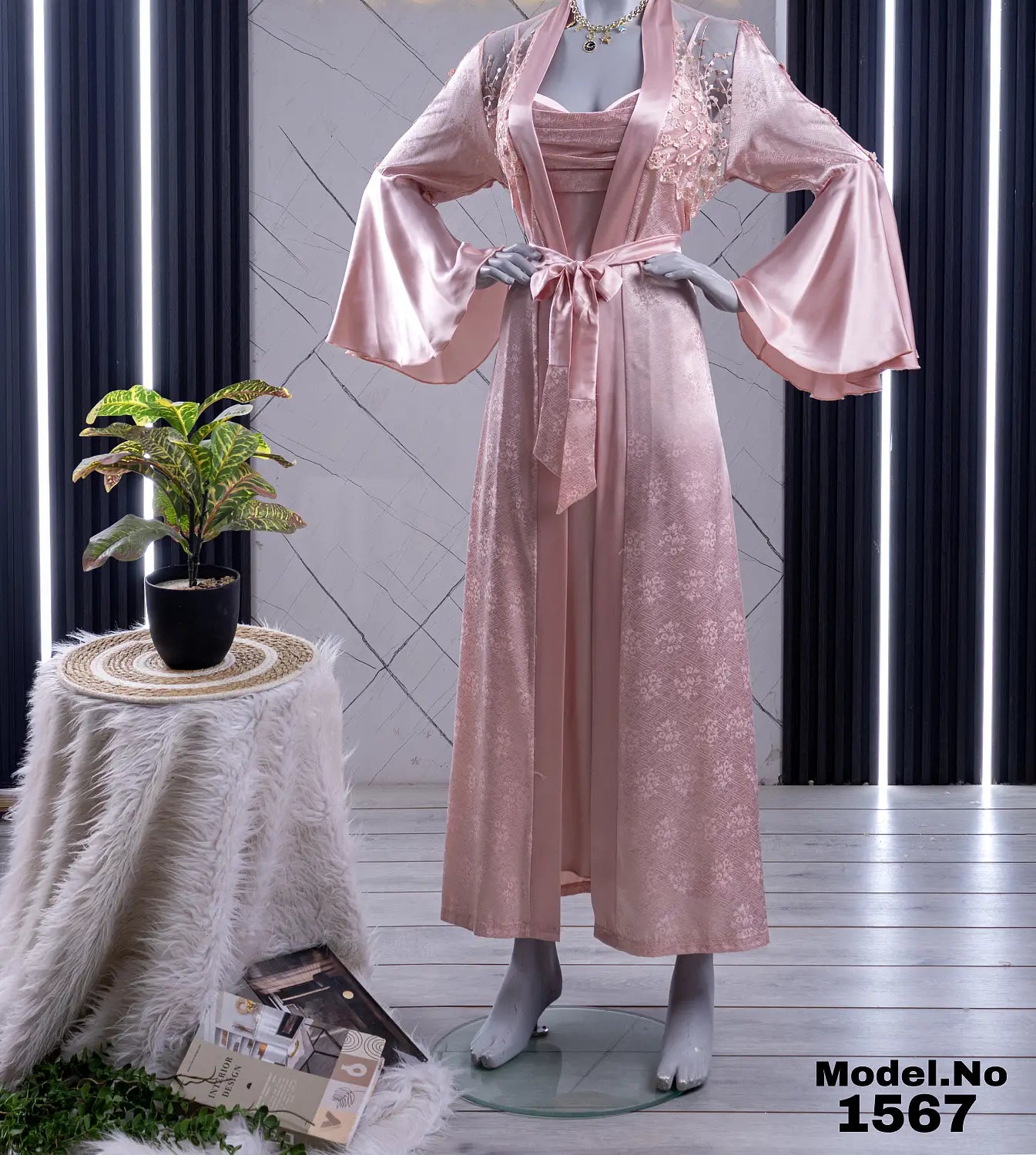 قميص بالروب ساتان — كود 1567