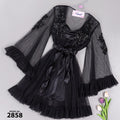 طقم صباحية قصير ساتان — كود 2858