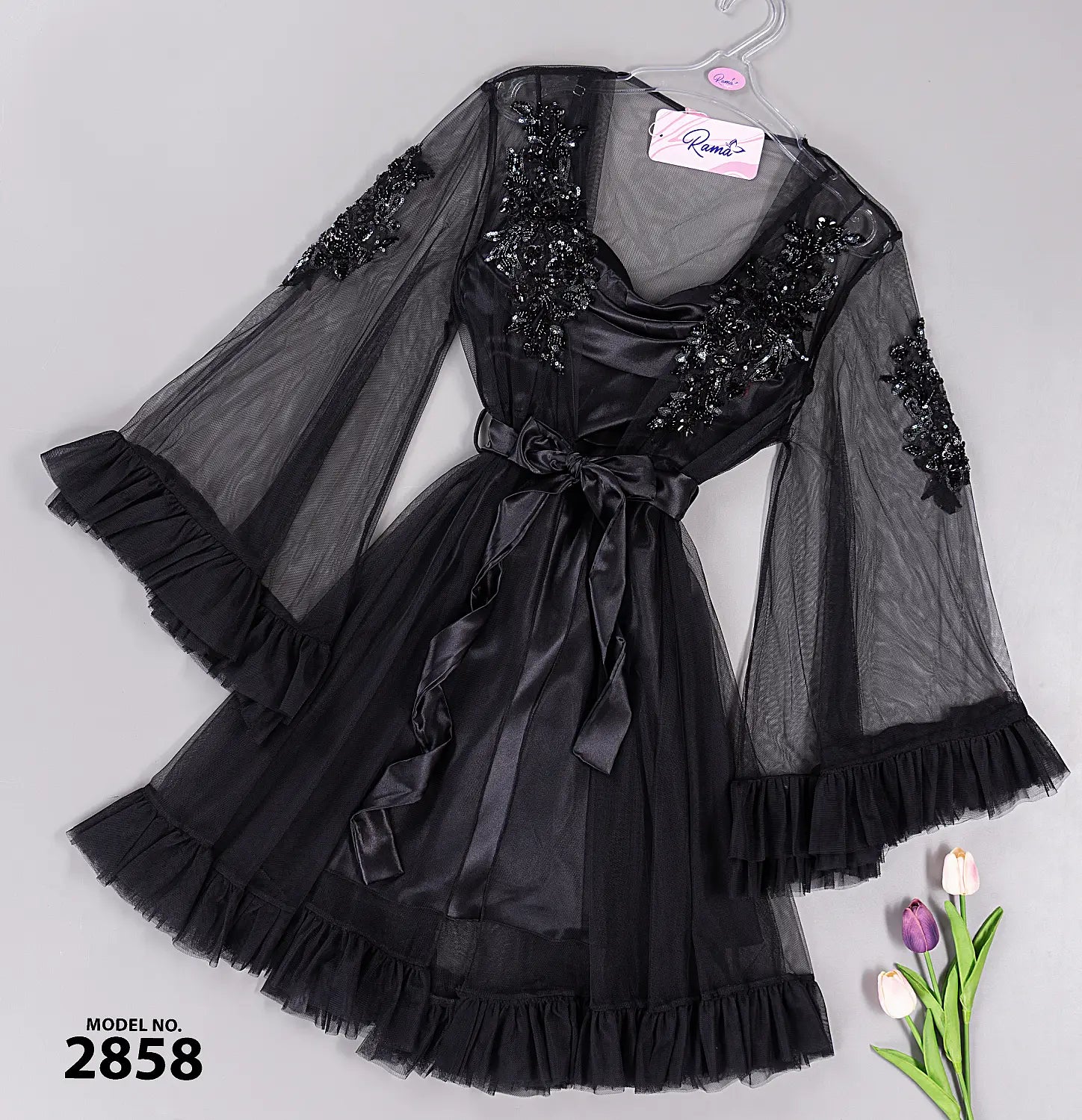طقم صباحية قصير ساتان — كود 2858