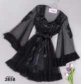 طقم صباحية قصير ساتان — كود 2858