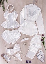 طقم بيجامة 10 قطع ساتان فاخر كود 4012