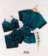 Velvet pajama set 3 pieces code 7114