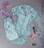 موديل بيجامه ستان مشجرة بكم كود 607