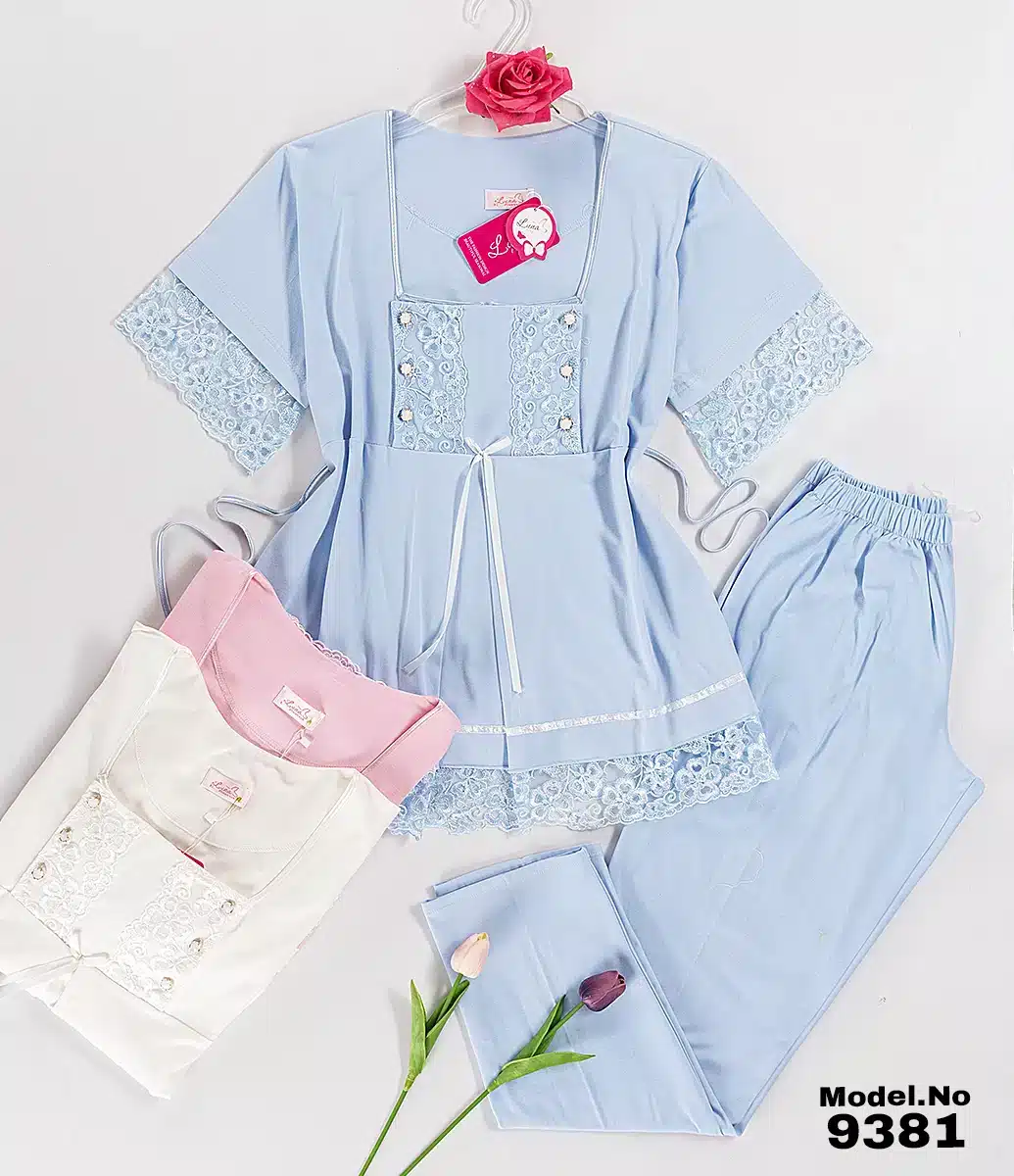 9381 1 موديل بيجامه بنطلون قطن كود 9381 - الصورة 1